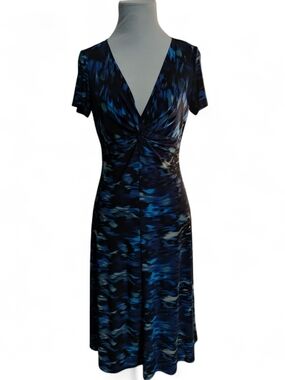 G.H. Bass & Co. Black and Blue Short-Sleeve Midi Dress